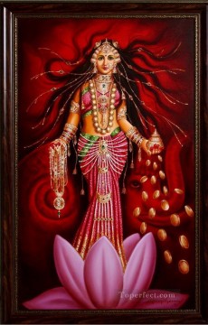 indio Painting - Lakshmi Diosa de la Fortuna y la Prosperidad India